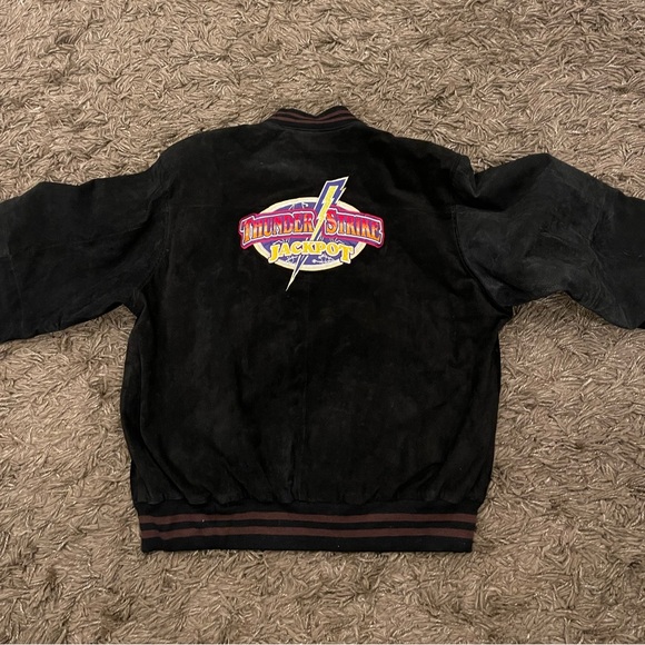 LEATHER LETTERMAN STYLE JACKET THUNDER VALLEY CASINO Size XL - Picture 9 of 11
